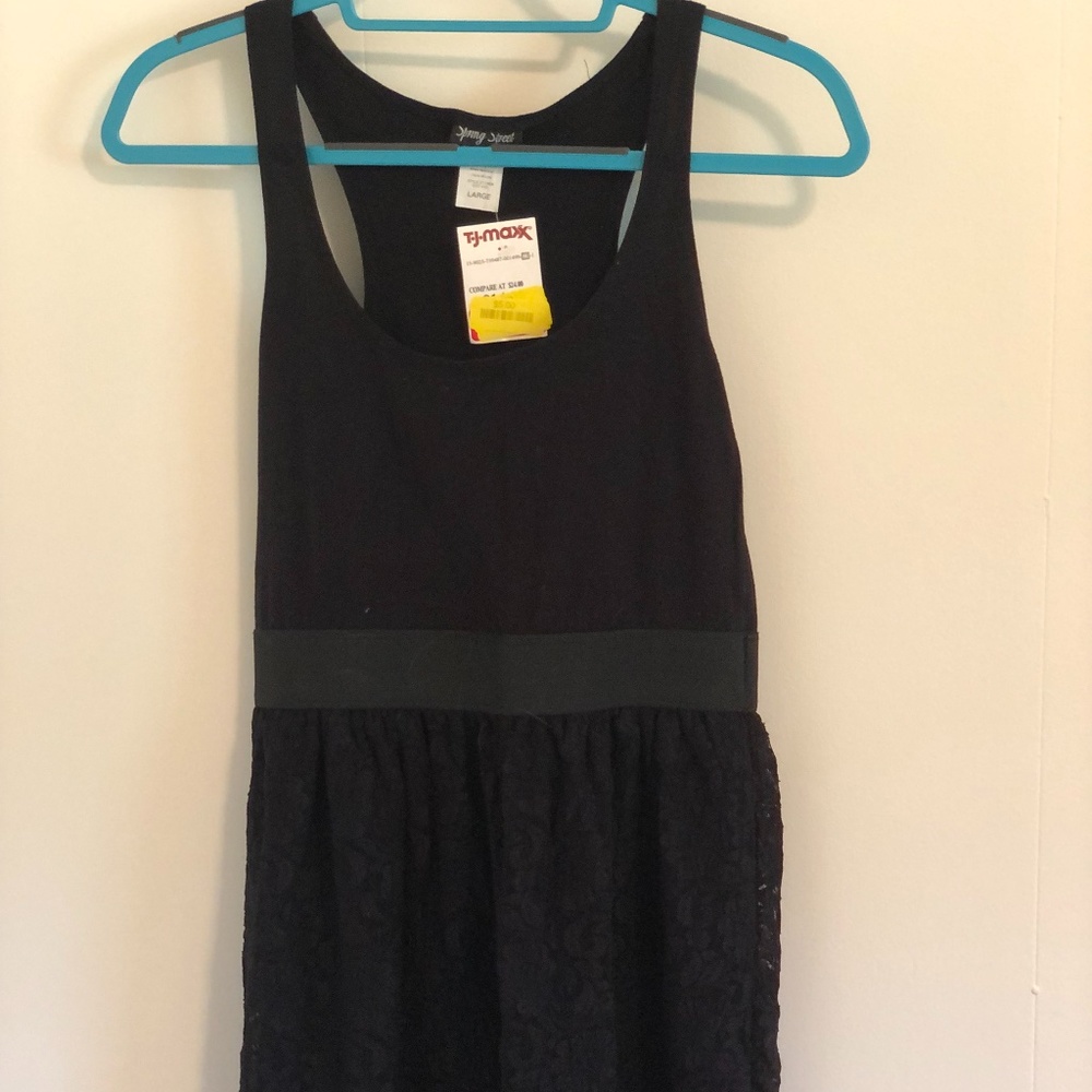 TJ Maxx 2009 Era Black Dress with Lace Belt Waist